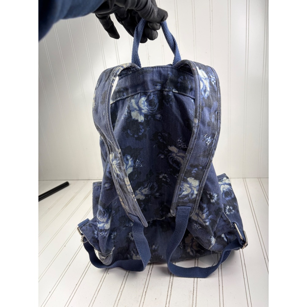 Aรฉropostale Blue Denim Floral Canvas Travel Laptop Backpack - Picture 7 of 12
